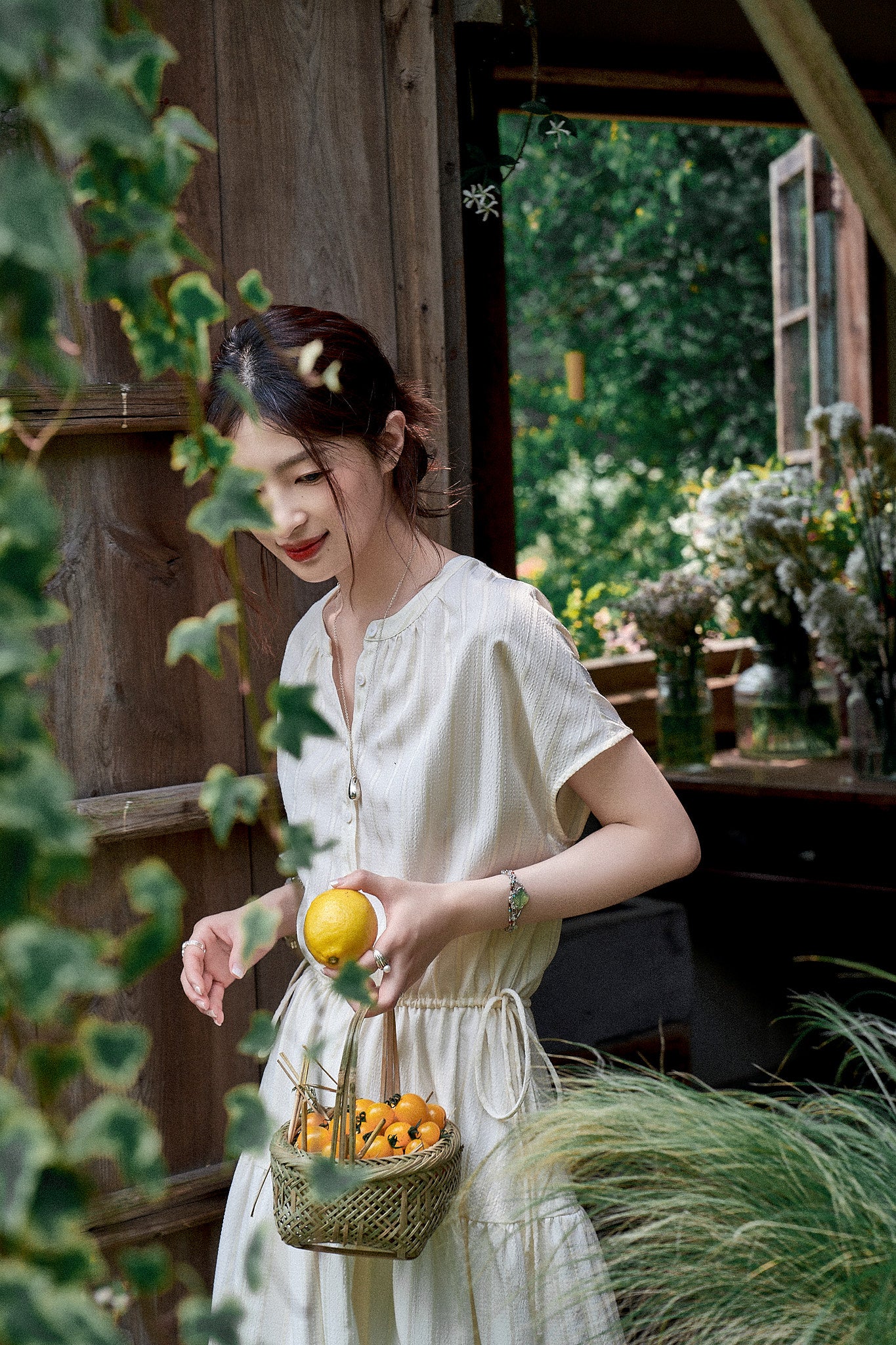 "White Chocolate Delights" High-Quality Tencel Waist-Tightening Striped Tiered Dress