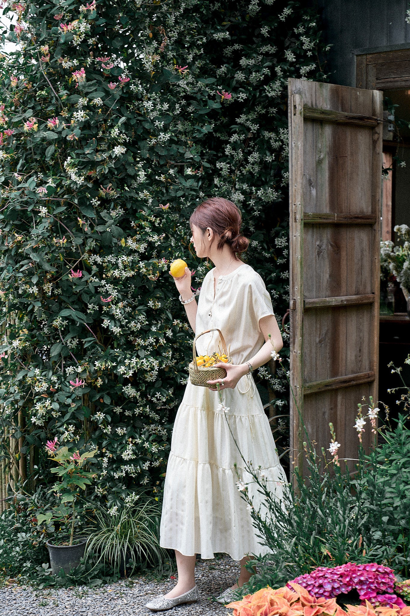 "White Chocolate Delights" High-Quality Tencel Waist-Tightening Striped Tiered Dress