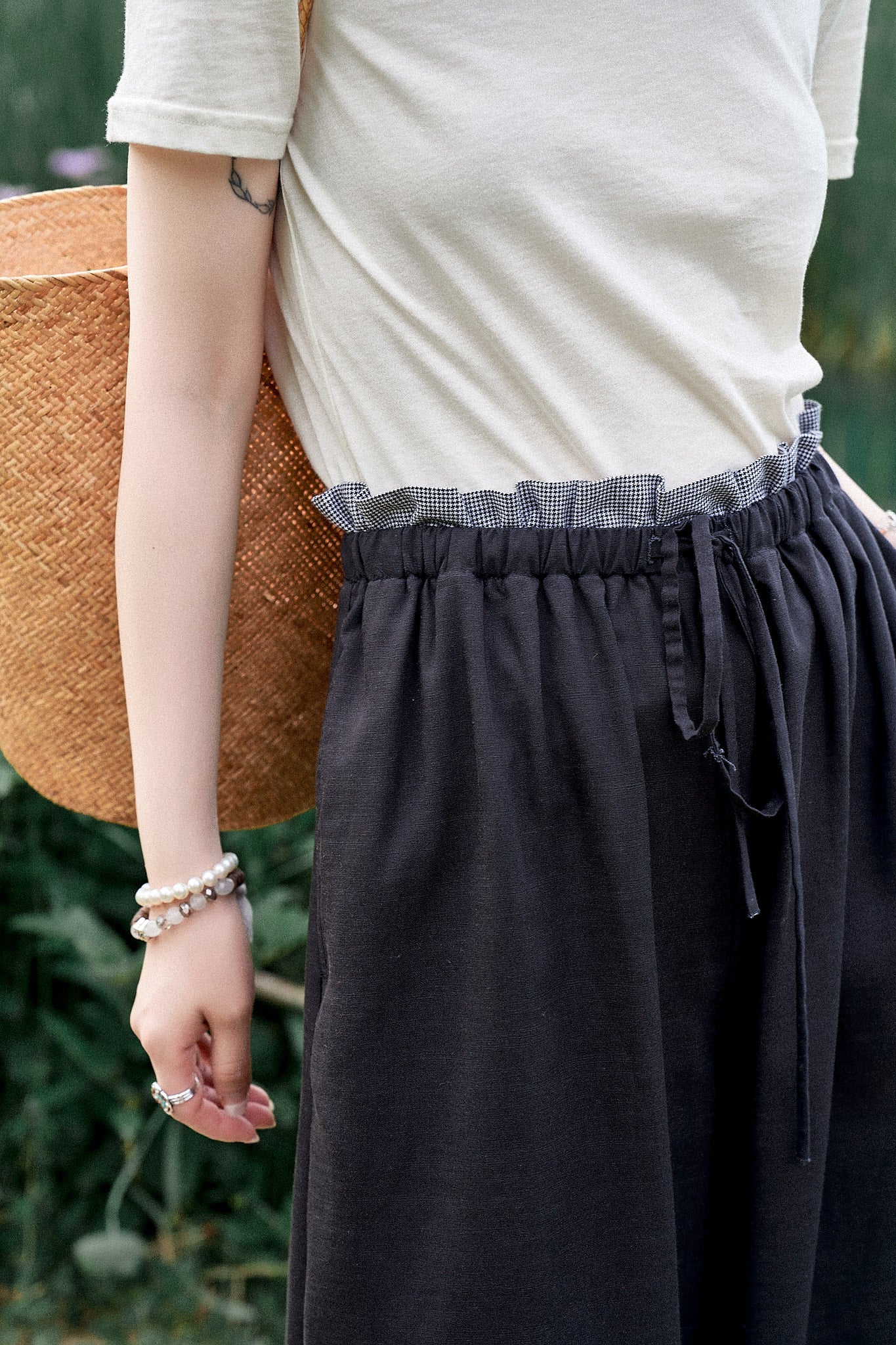 "Free Roaming" Tencel Linen Yamamoto-Style Black Wide-Leg Casual Straight Pants for Women